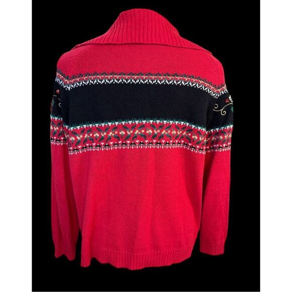 Dress Barn Holiday Cardigan Full Zip Embroidery Poinsettias Plus 1X Vtg - Picture 7 of 15